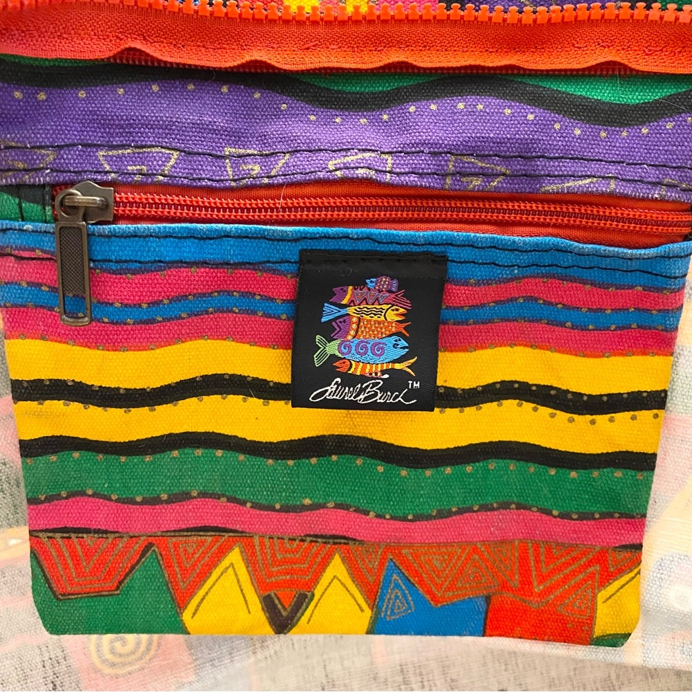 Laurel Burch Tote Bag Cats Canvas Coated Interior Vibrant Zipper Large Retired - Picture 11 of 14